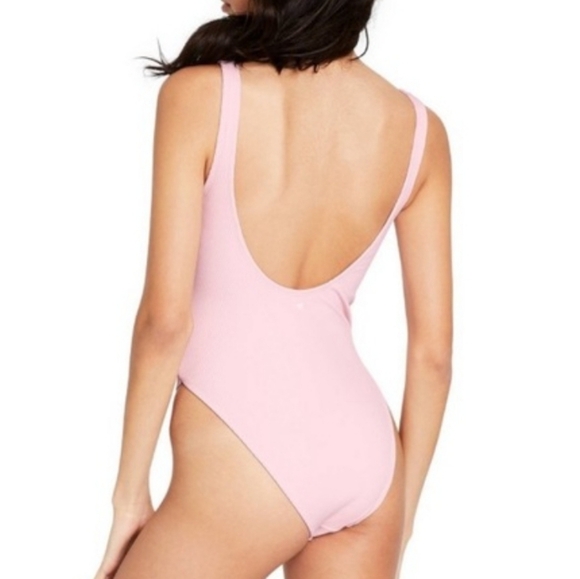 Stoney Clover x Target Pink Ribbed Cheeky High Leg 1 Piece Swimsuit Size XS (0-2 - Picture 2 of 8
